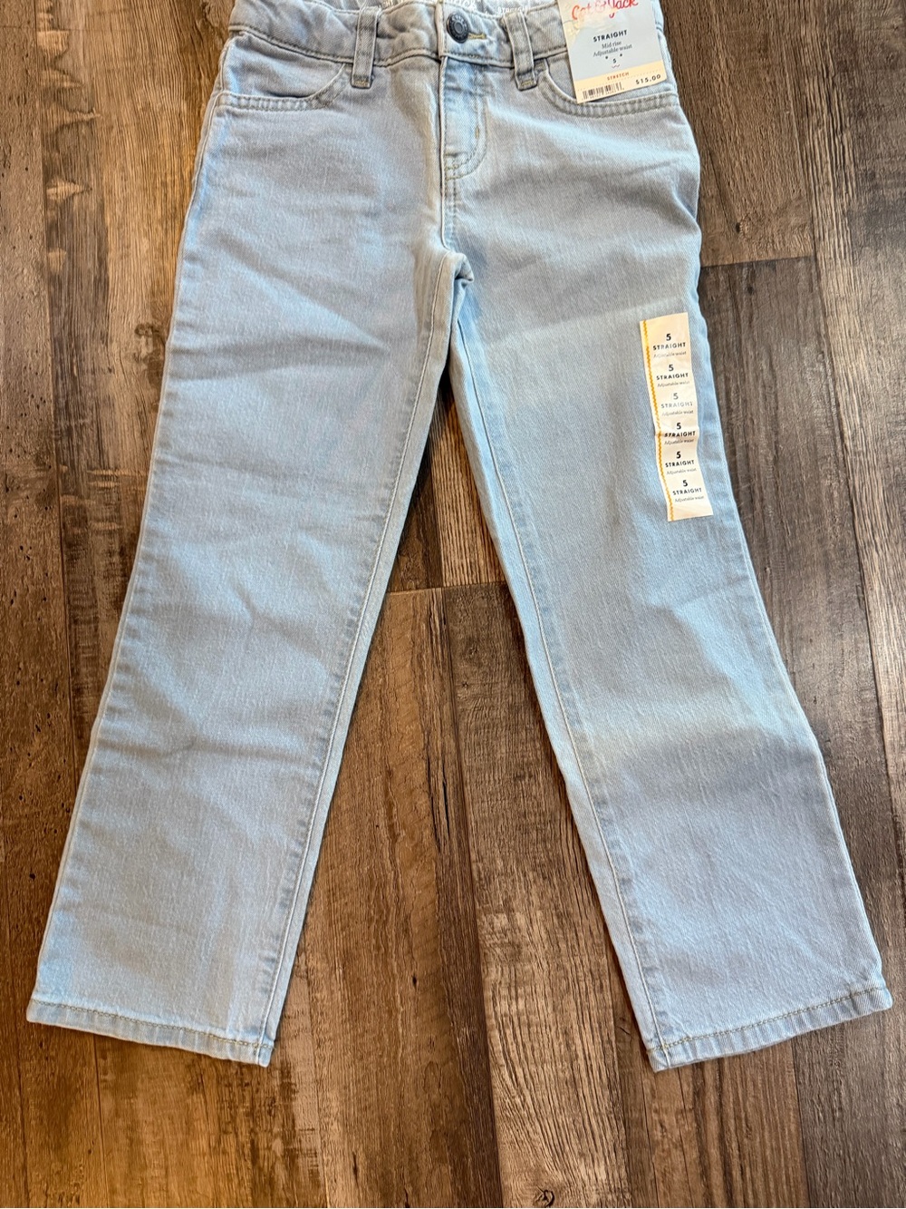 Cat & Jack Light Blue Straight Jeans for Sz 5 adj waist